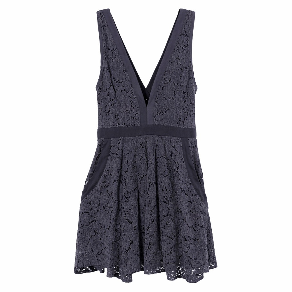 Free People Navy Lace Mini Dress